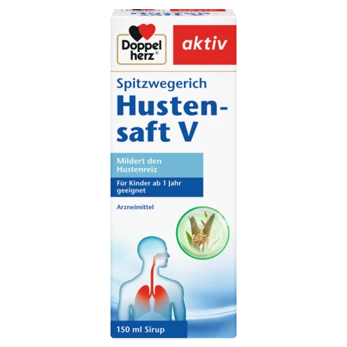 Abbildung der Produktverpackung Doppelherz aktiv Spitzwegerich Hustensaft V Frontansicht